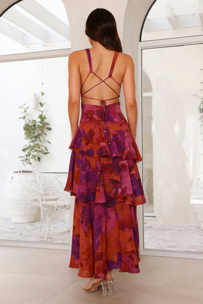 CLÉMENCE™ | ROBE LONGUE ÉTAGÉE À DOS