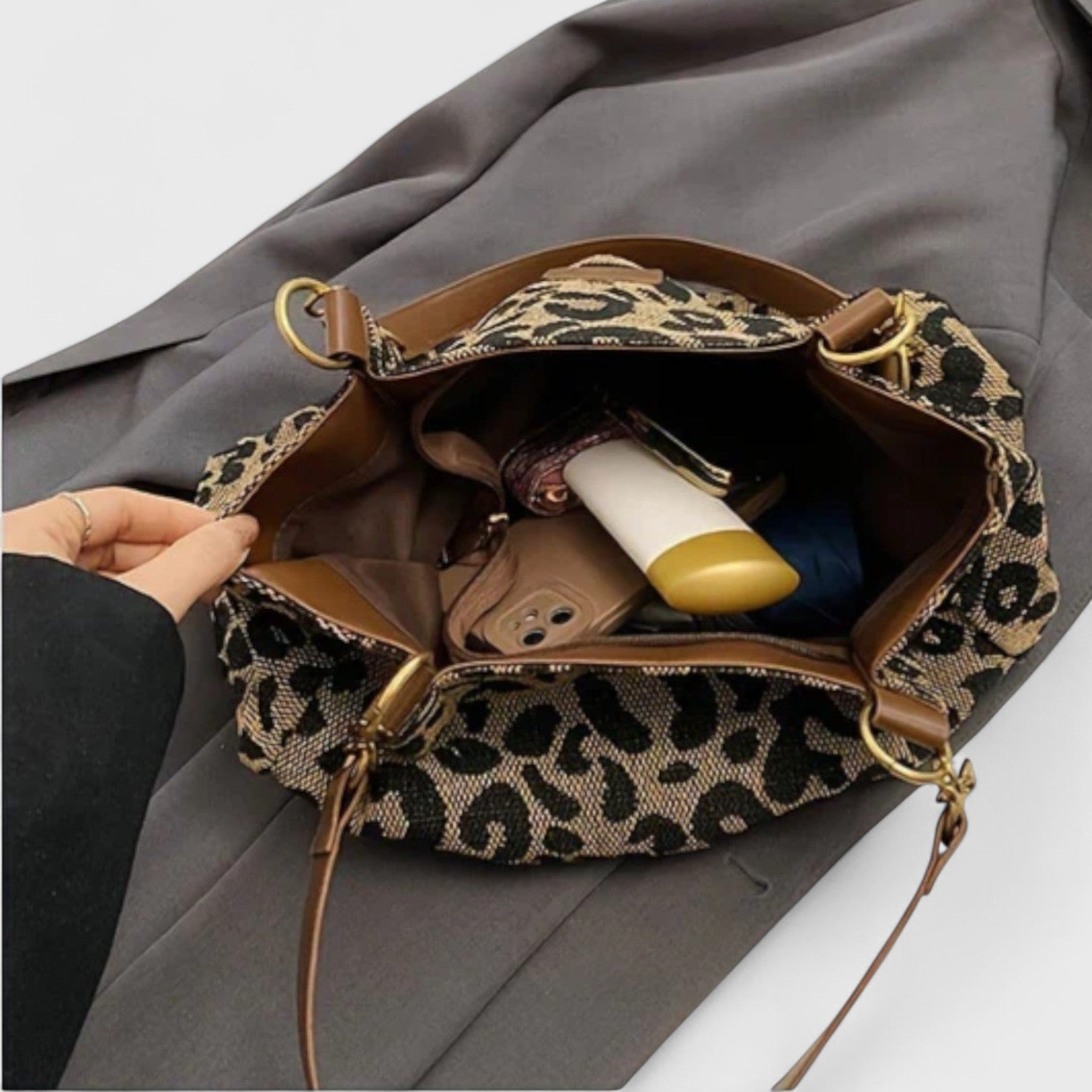 Alizée | Sac shopping en toile motif léopard