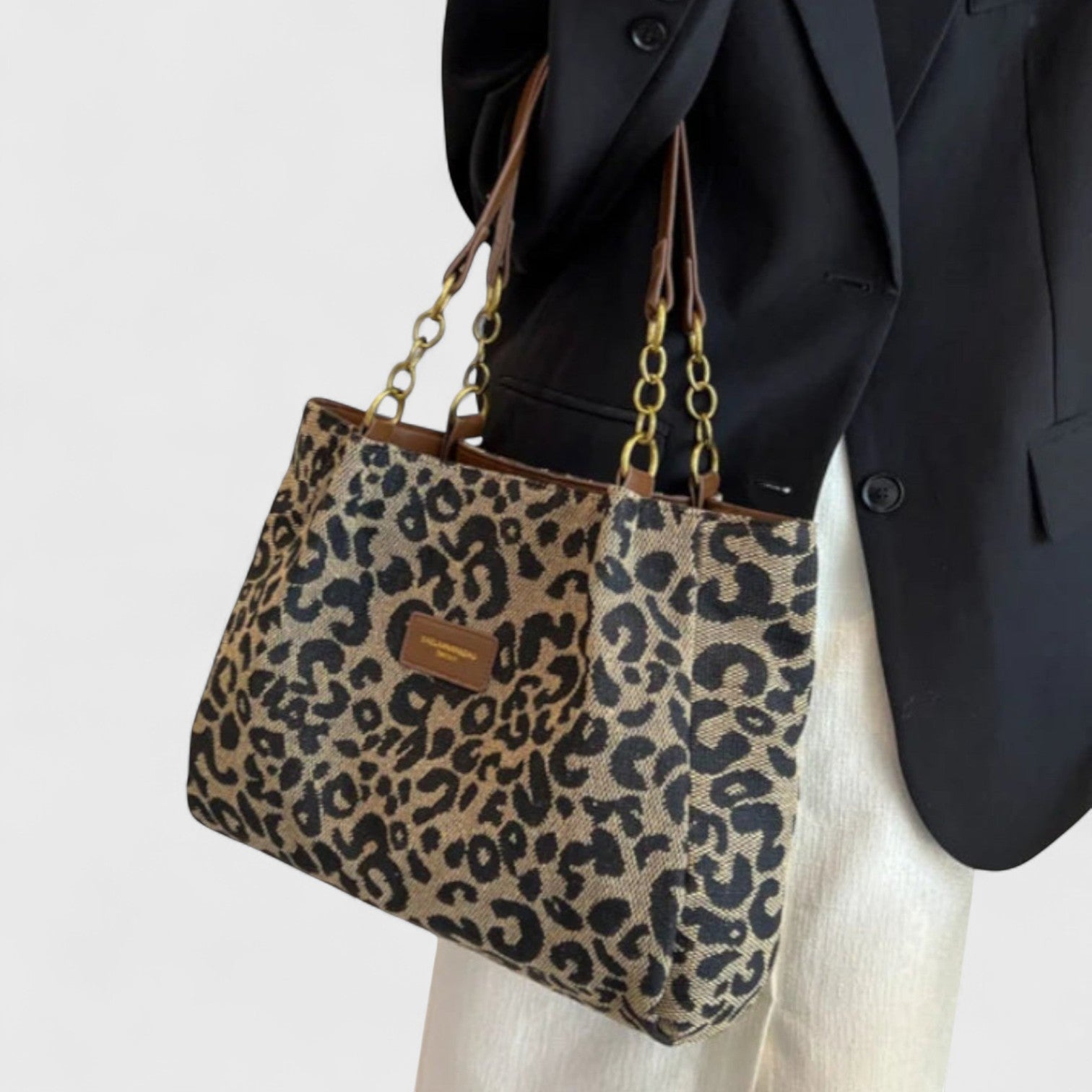 Alizée | Sac shopping en toile motif léopard
