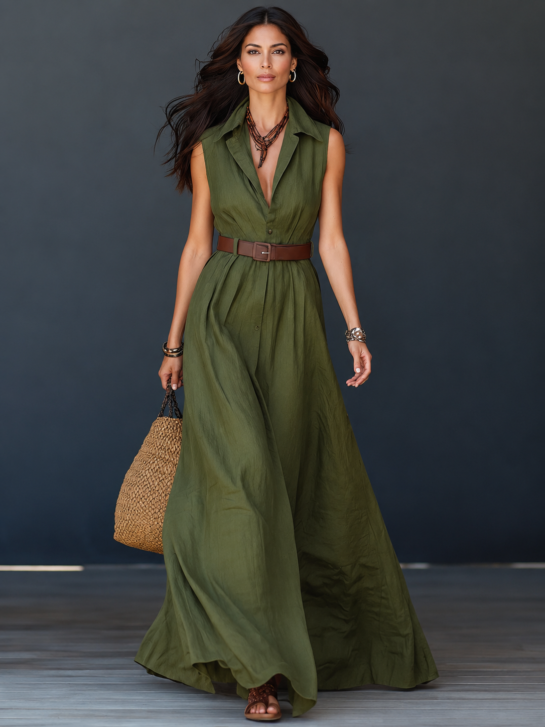 Agnès | Robe Chemise Longue avec Ceinture Offerte