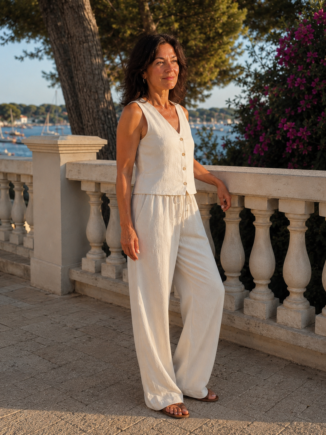 Élise | Ensemble fluide à gilet boutonné