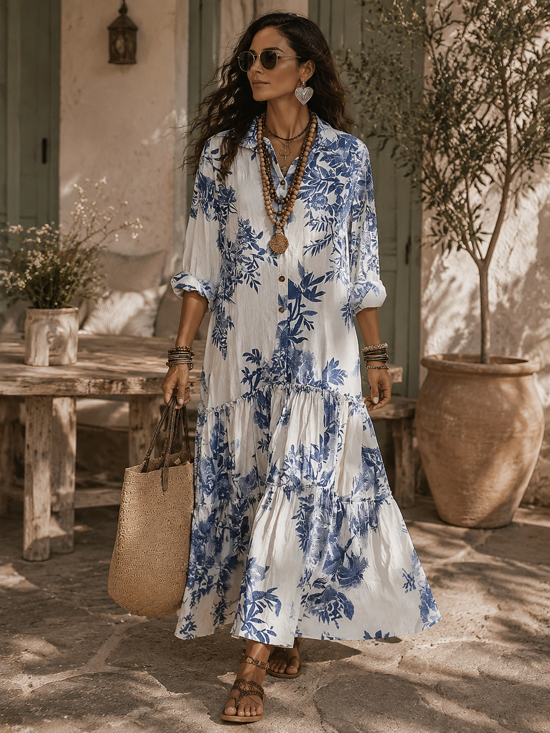 Claudine™ | Robe Chemise Bohème Fleurie