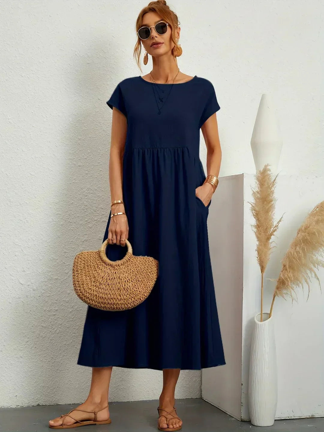 ROBE LÉGÈRE EN COTON DOUX AVEC POCHES