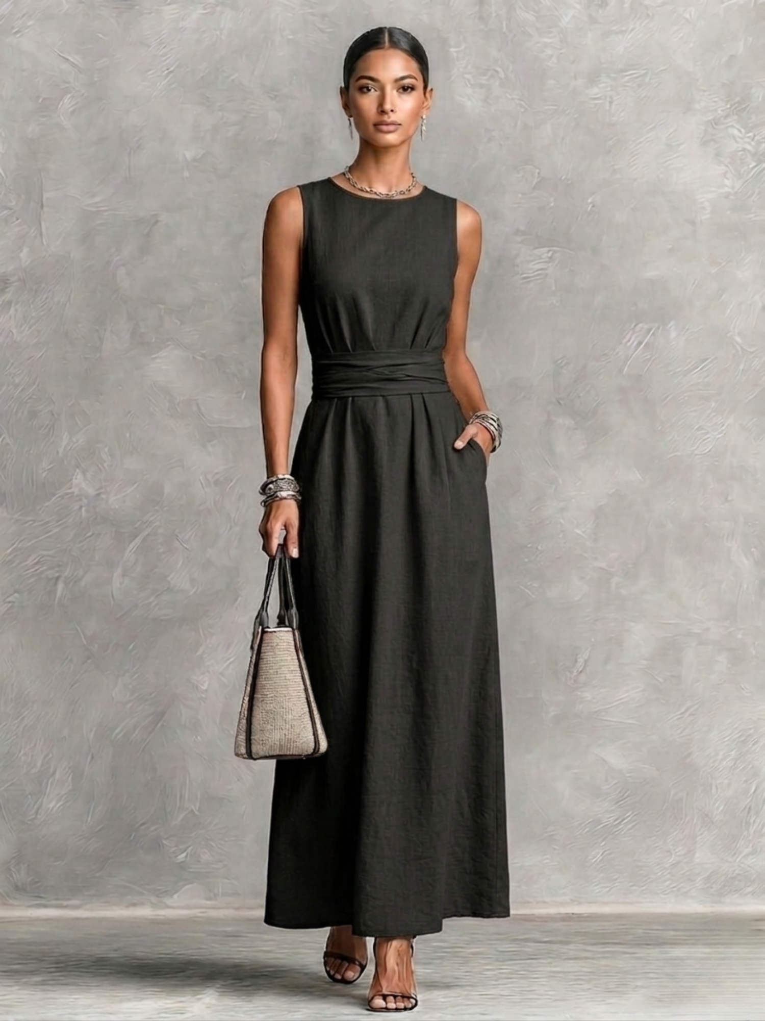 Léna | Robe longue confortable et élégante avec taille souple