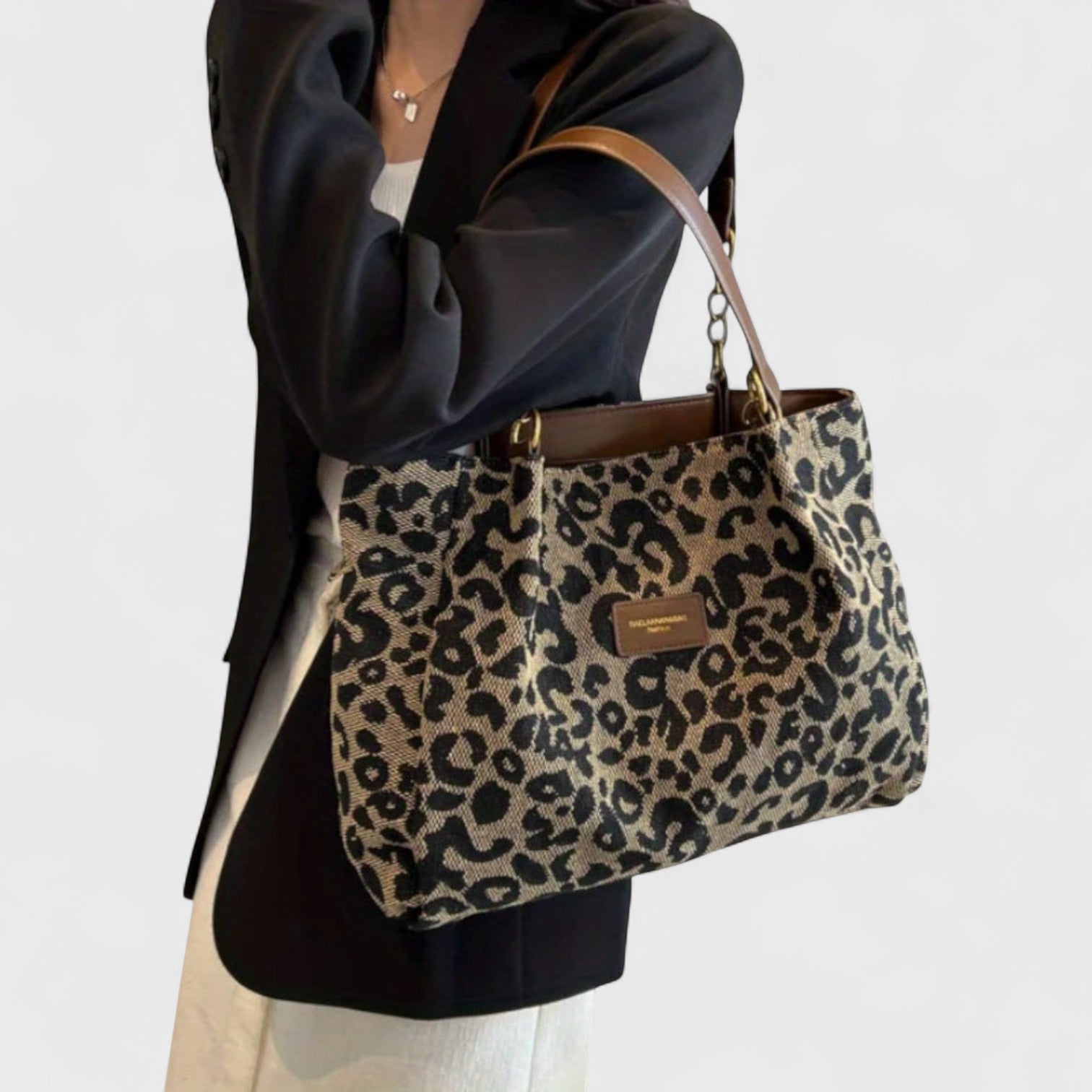 Alizée | Sac shopping en toile motif léopard