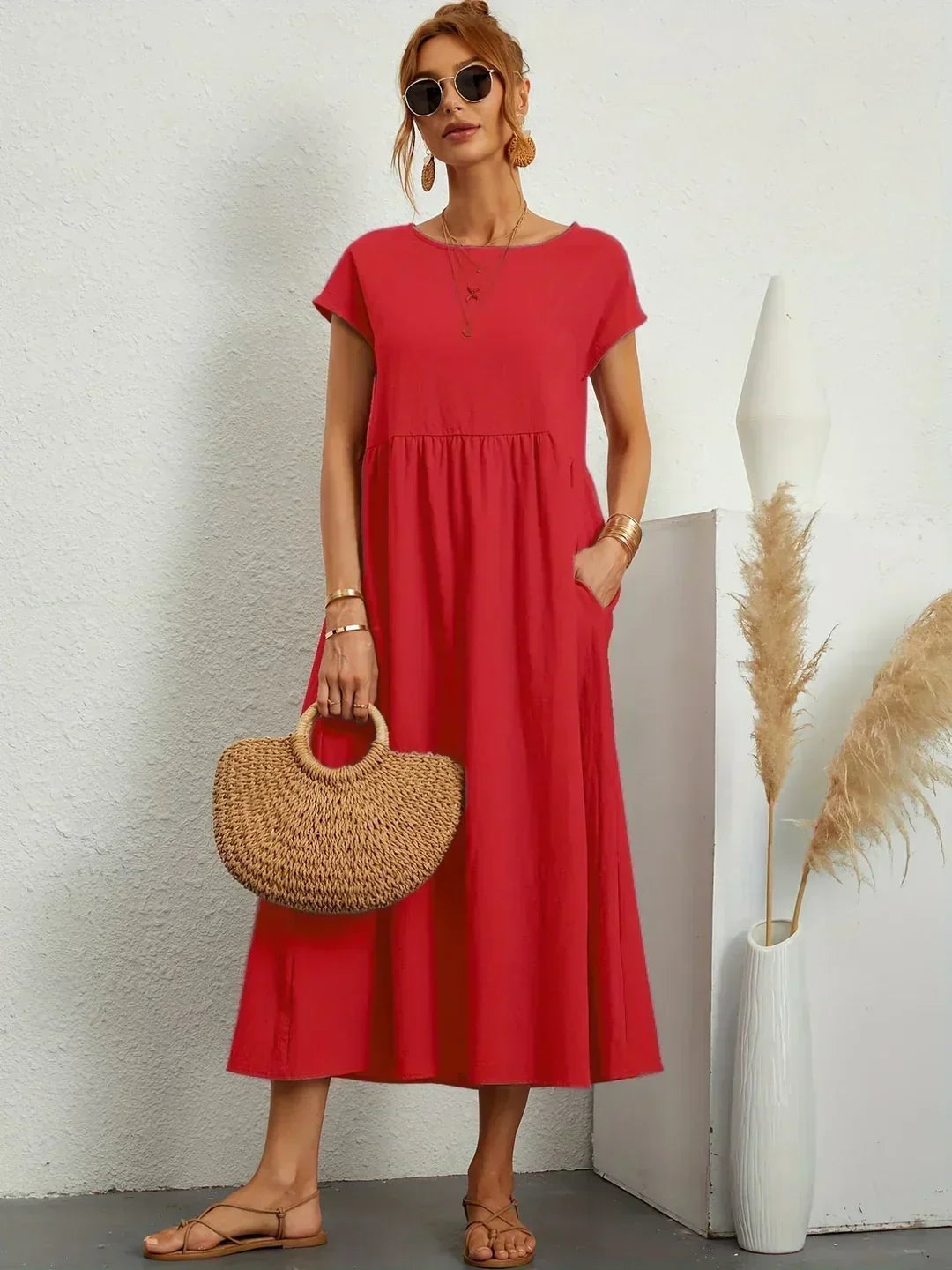 ROBE LÉGÈRE EN COTON DOUX AVEC POCHES