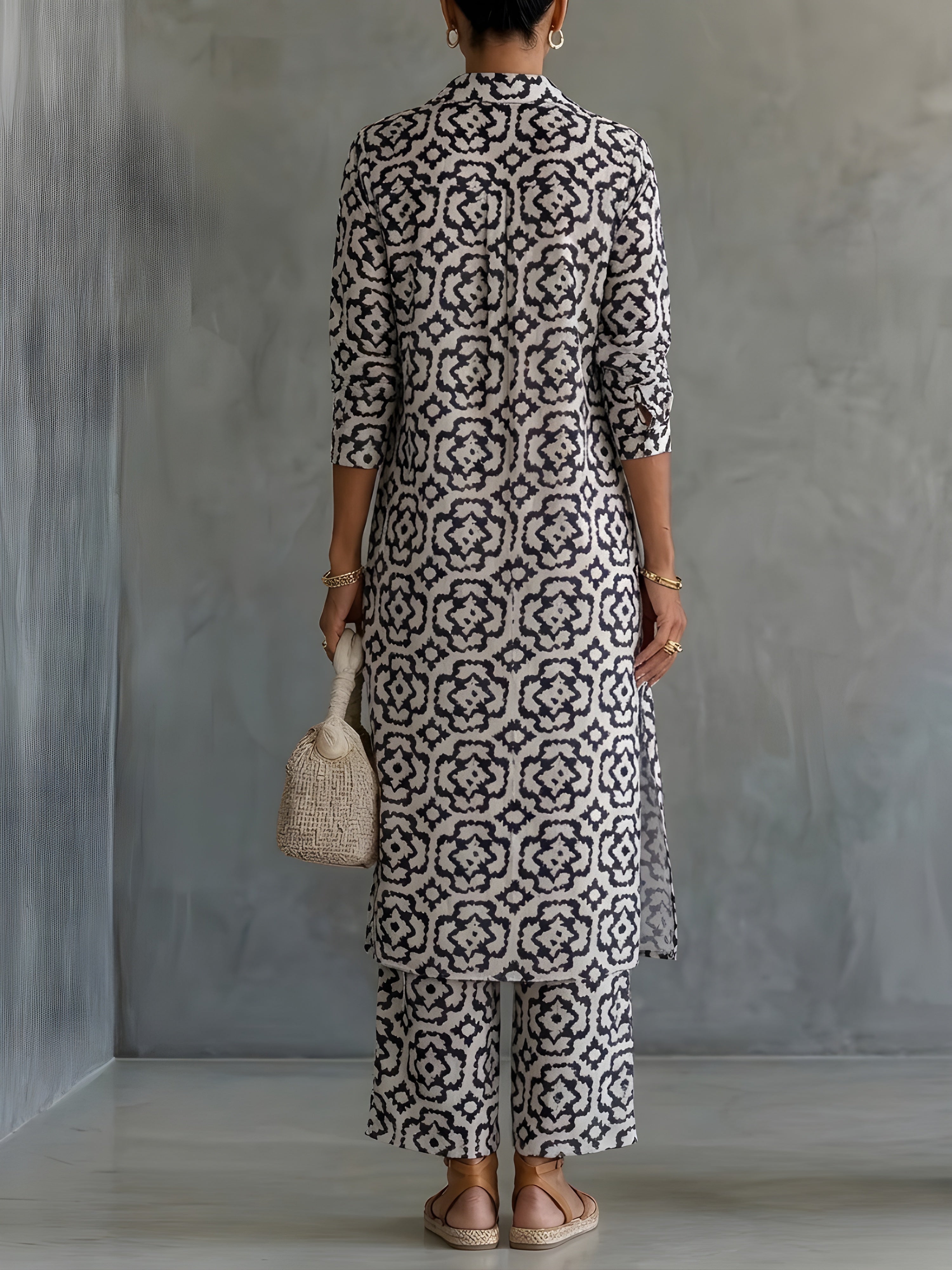 Élora | Ensemble élégant imprimé avec tunique fluide et pantalon
