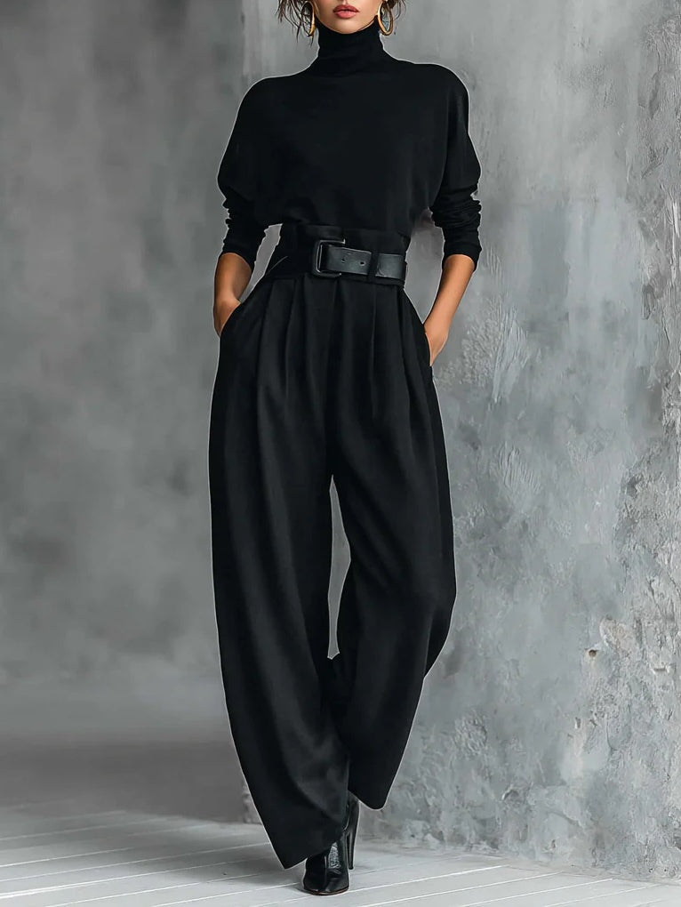 Ensemble col roulé et pantalon droit
