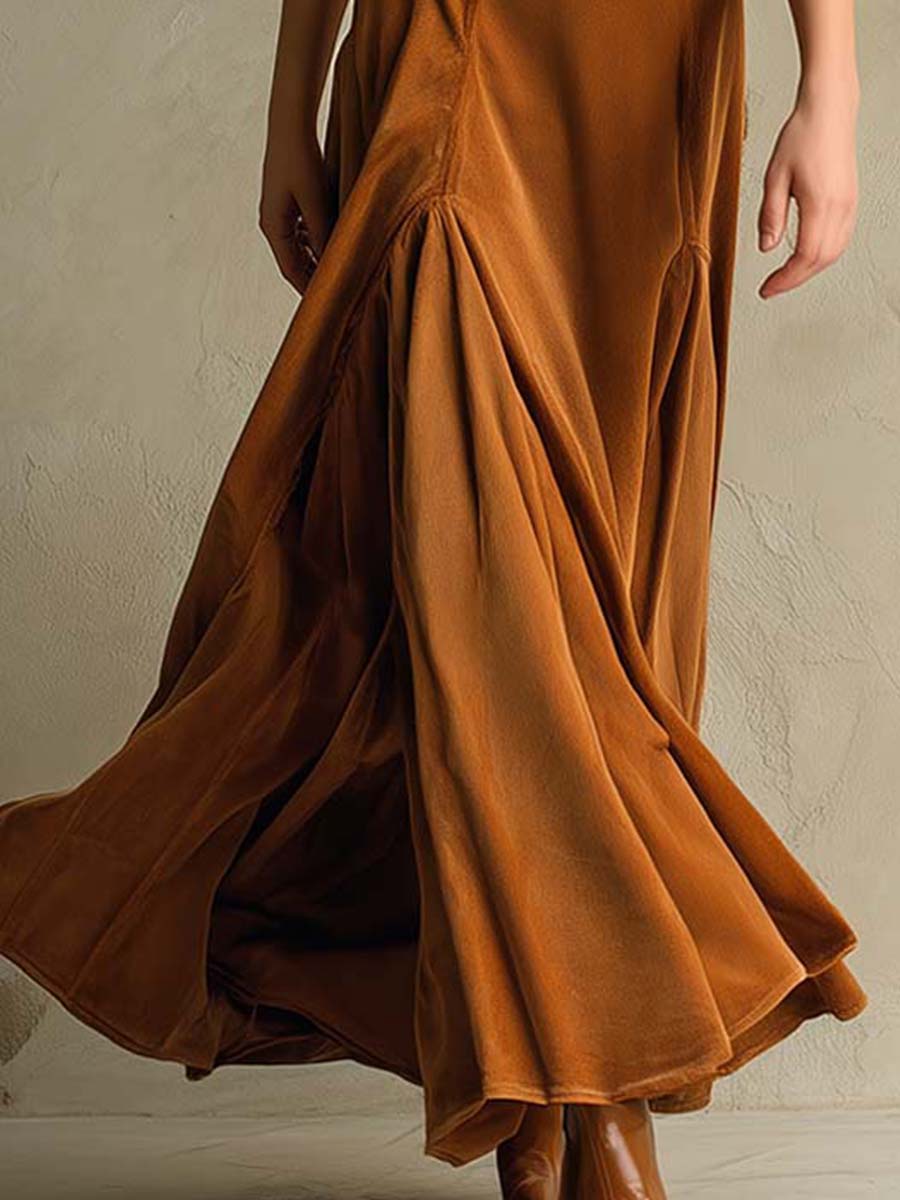 Élise – Robe longue en velours au charme vintage