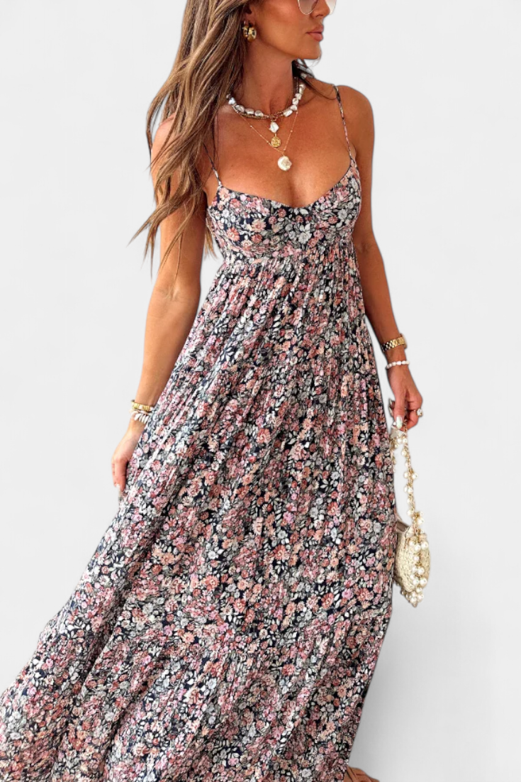 Reyna | Robe Maxi Fleurie à Dos Nu