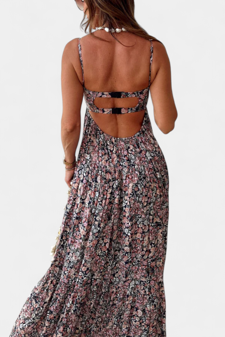 Reyna | Robe Maxi Fleurie à Dos Nu